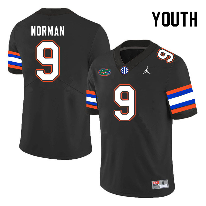 Youth #9 Will Norman Florida Gators College Football Jerseys Stitched-Black - Click Image to Close